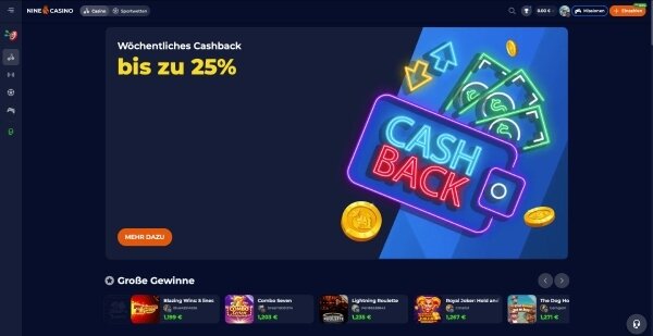 Nine Casino Homepage