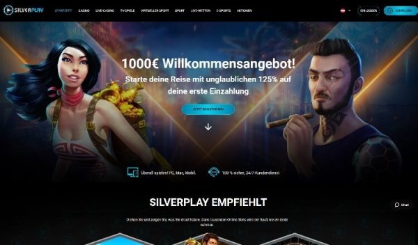 Silver Play Casino Screenshot der Startseite