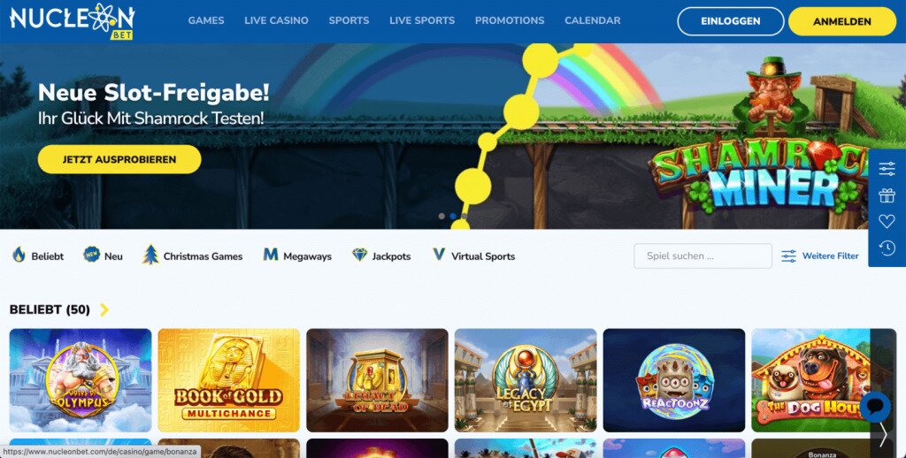 Nucleon Bet Casino Homepage