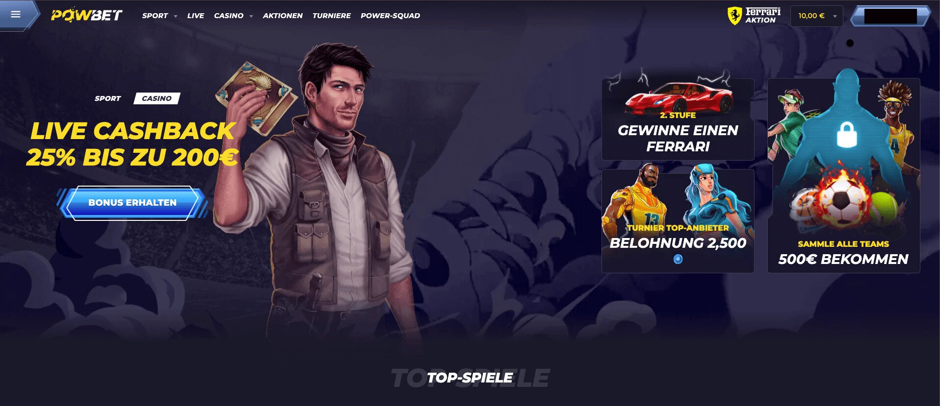 powbet casino homepage
