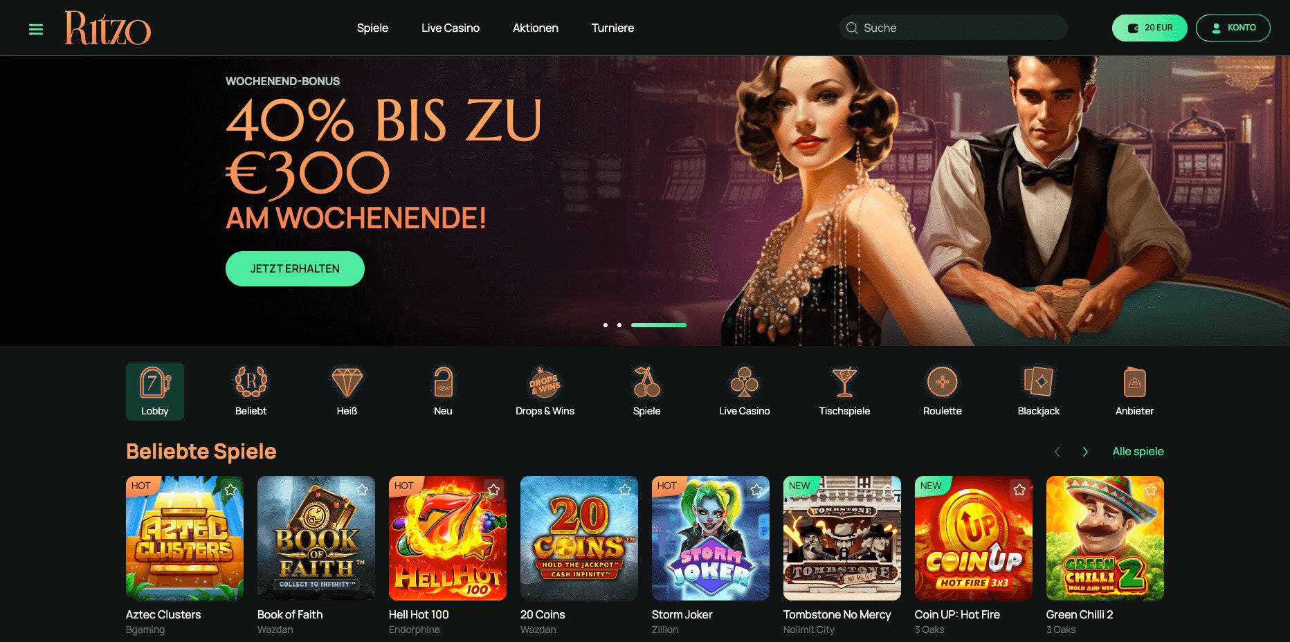 ritzo casino homepage