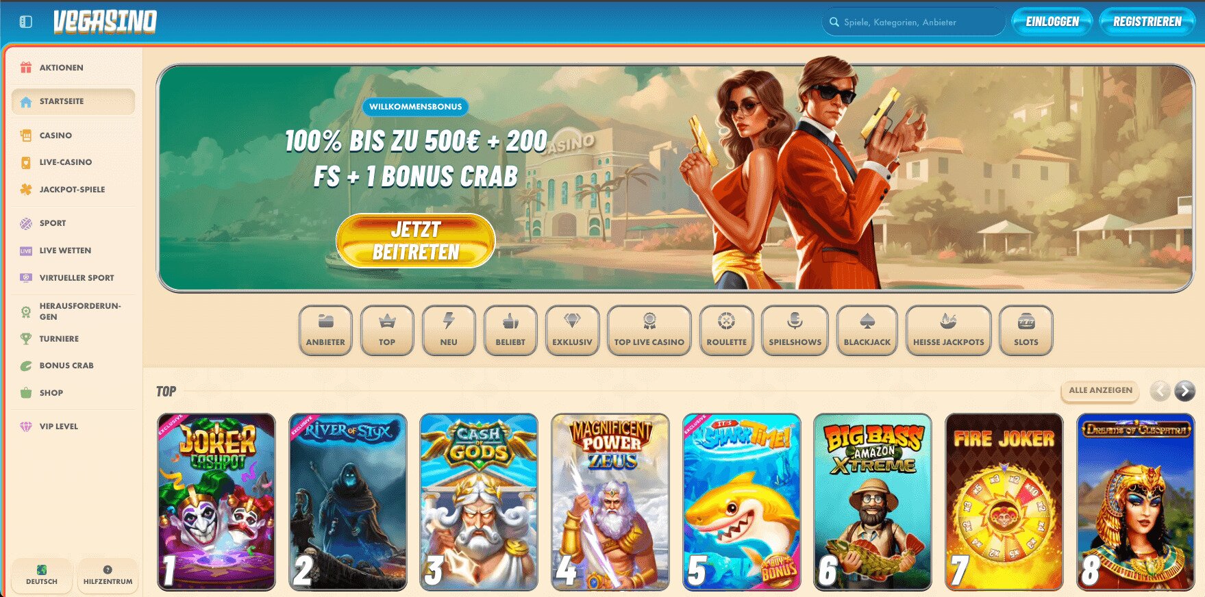 vegasino homepage