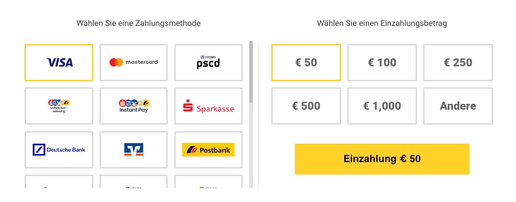 zet casino payment methods